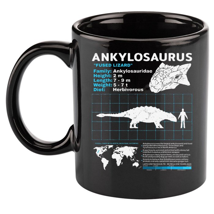 Ankylosaurus fact sheet Dinosaur Facts Gift 11oz C Handle Ceramic Mug
