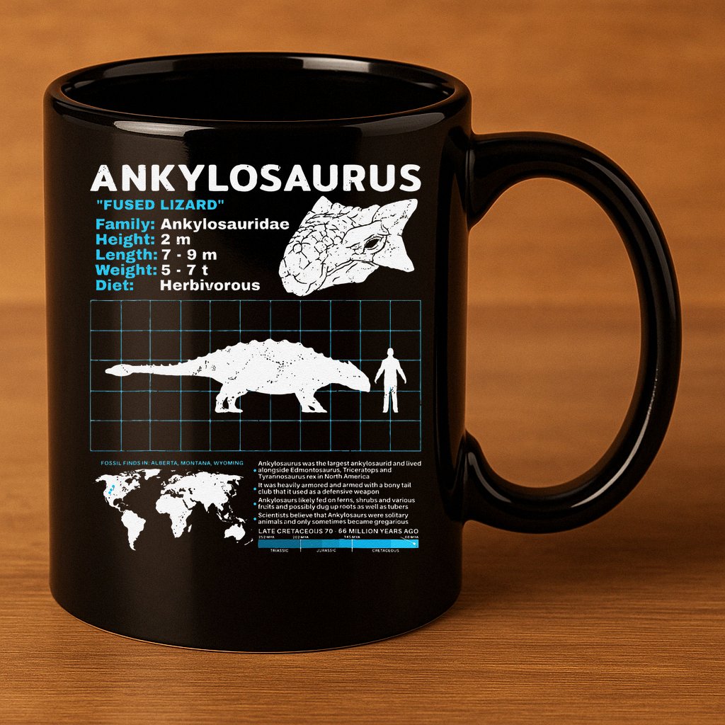 Ankylosaurus fact sheet Dinosaur Facts Gift 11oz C Handle Ceramic Mug