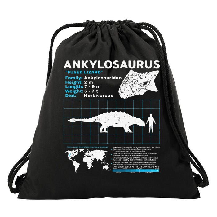 Ankylosaurus fact sheet Dinosaur Facts Gift Drawstring Bag