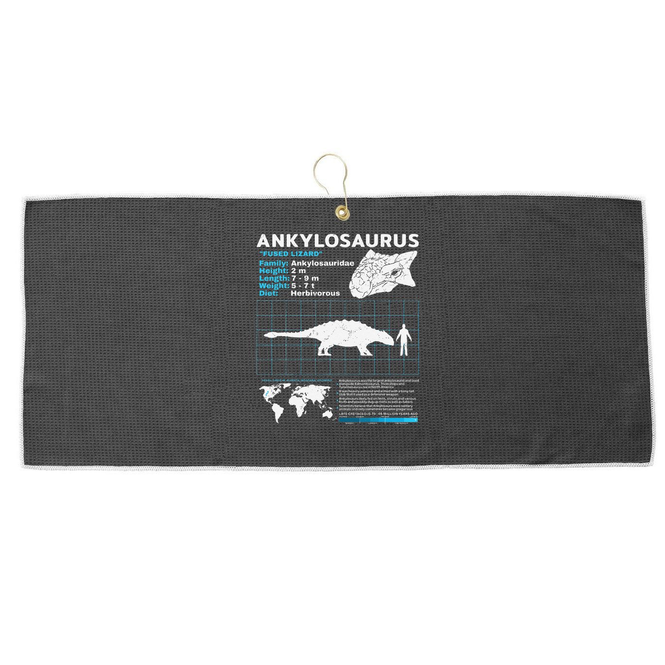 Ankylosaurus fact sheet Dinosaur Facts Gift Large Microfiber Waffle Golf Towel