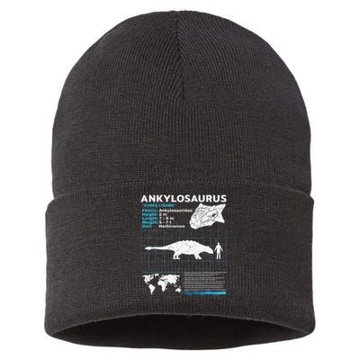 Ankylosaurus fact sheet Dinosaur Facts Gift Sustainable Knit Beanie