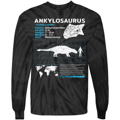 Ankylosaurus fact sheet Dinosaur Facts Gift Tie-Dye Long Sleeve Shirt
