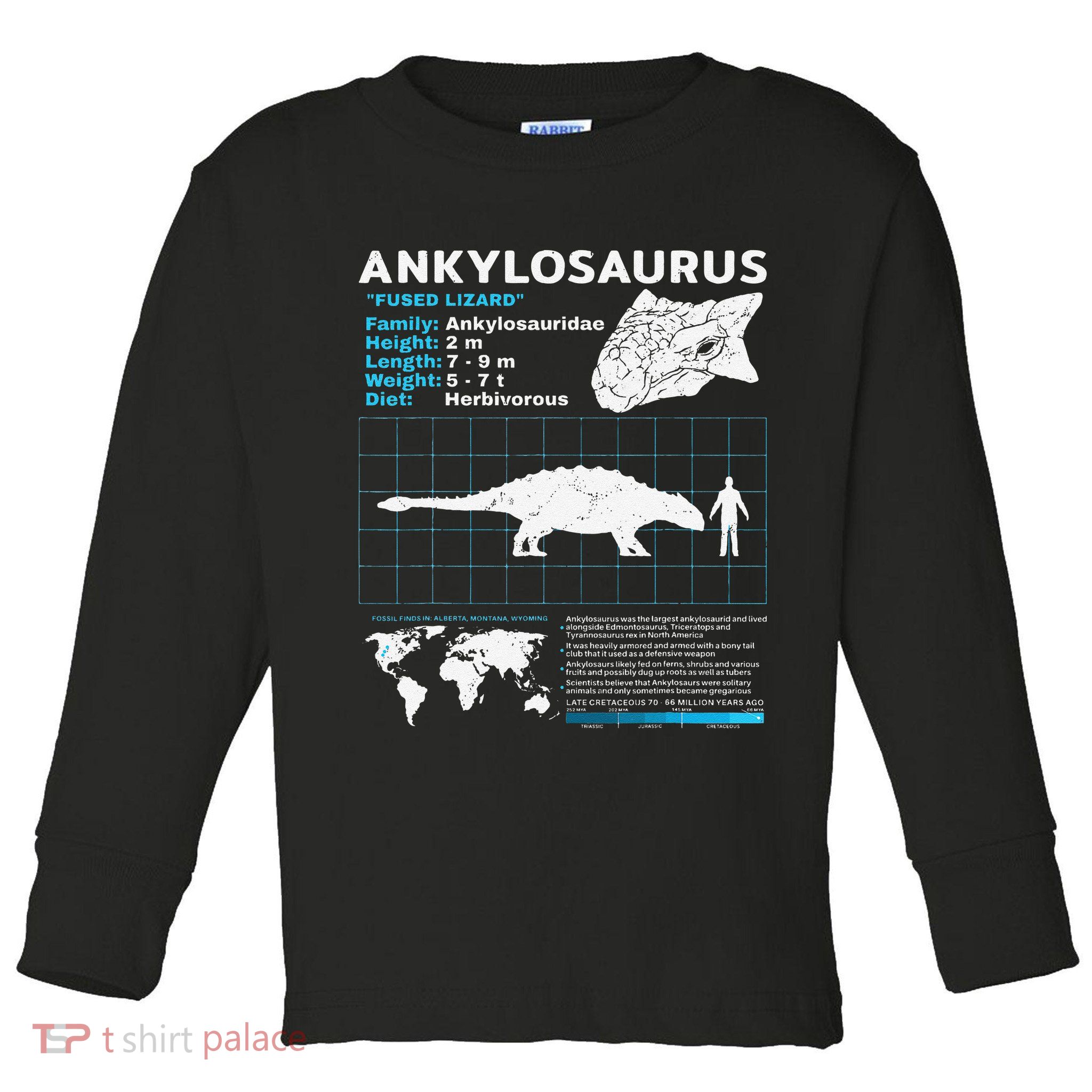 Ankylosaurus fact sheet Dinosaur Facts Gift Toddler Long Sleeve Shirt