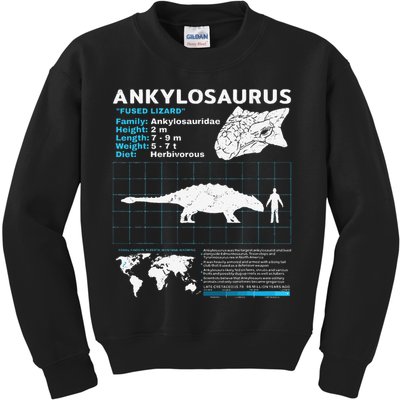 Ankylosaurus fact sheet Dinosaur Facts Gift Kids Sweatshirt