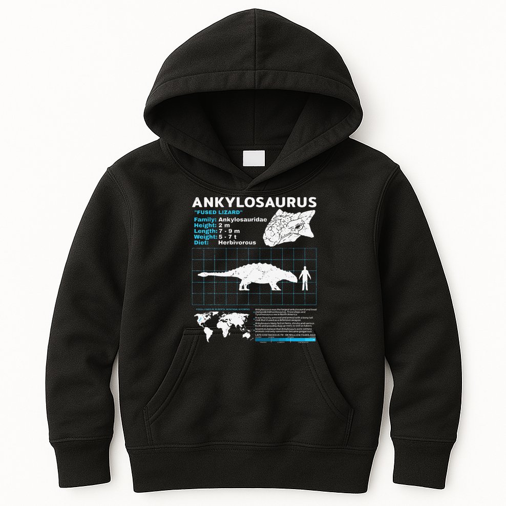 Ankylosaurus fact sheet Dinosaur Facts Gift Kids Hoodie