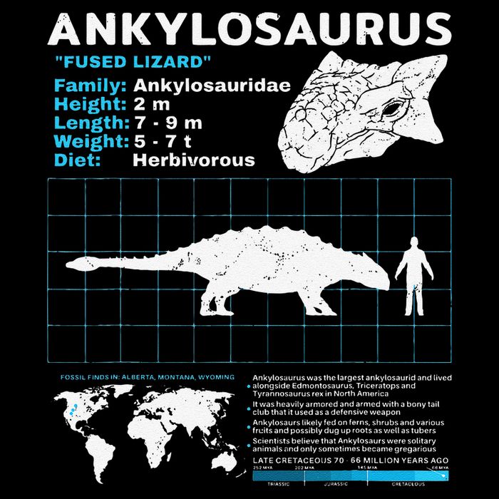 Ankylosaurus fact sheet Dinosaur Facts Gift Wool Snapback Cap