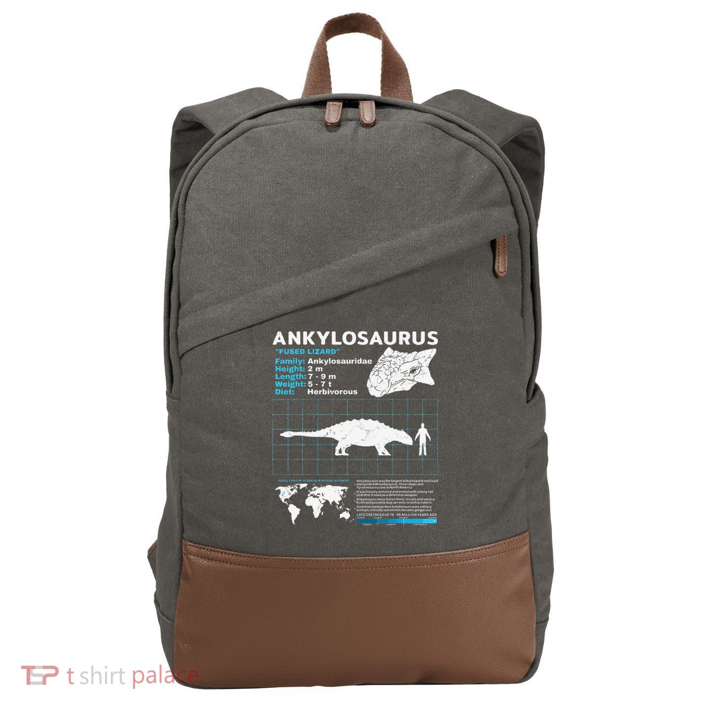 Ankylosaurus fact sheet Dinosaur Facts Gift Cotton Canvas Backpack