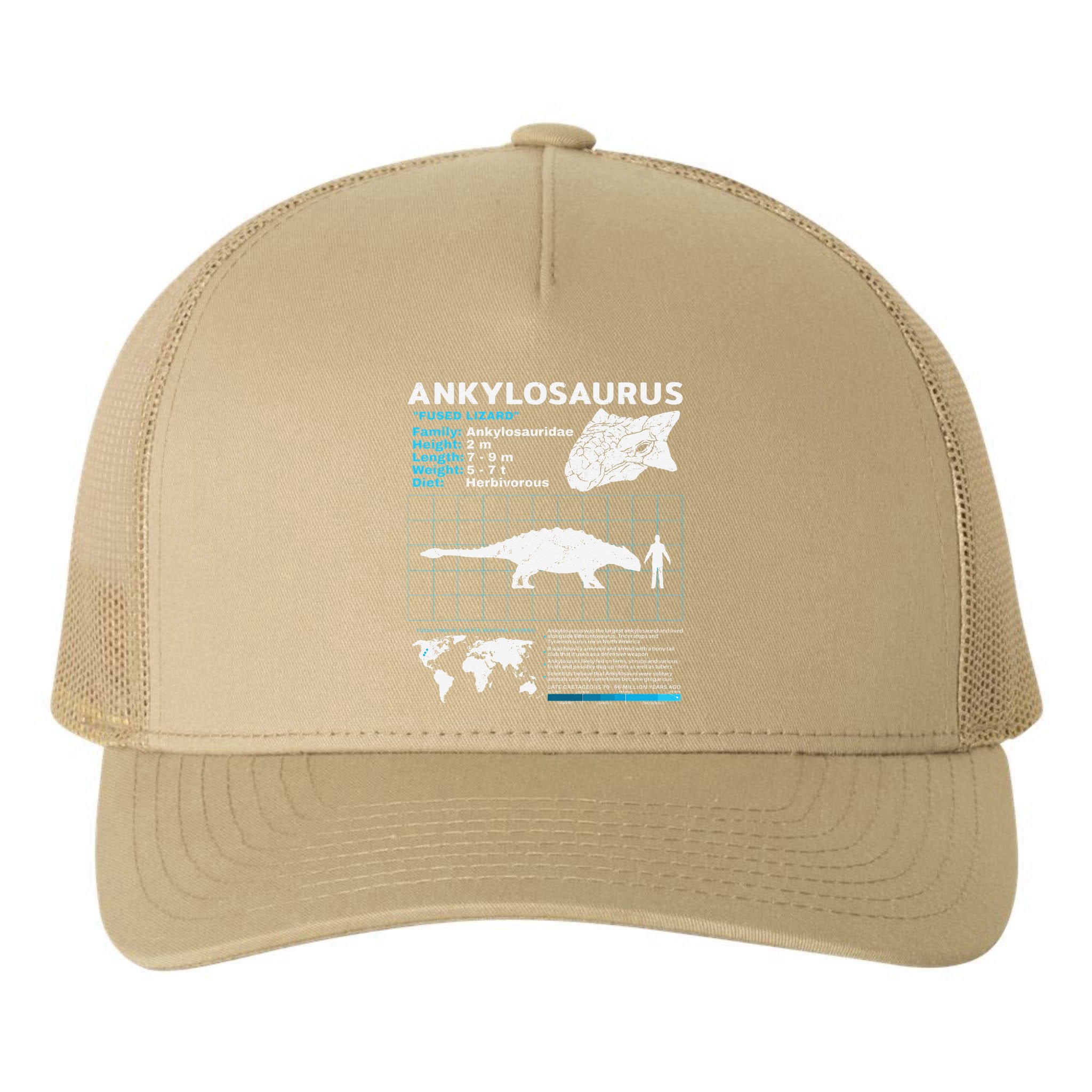 Ankylosaurus fact sheet Dinosaur Facts Gift Yupoong Adult 5-Panel Trucker Hat