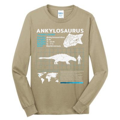 Ankylosaurus fact sheet Dinosaur Facts Gift Tall Long Sleeve T-Shirt