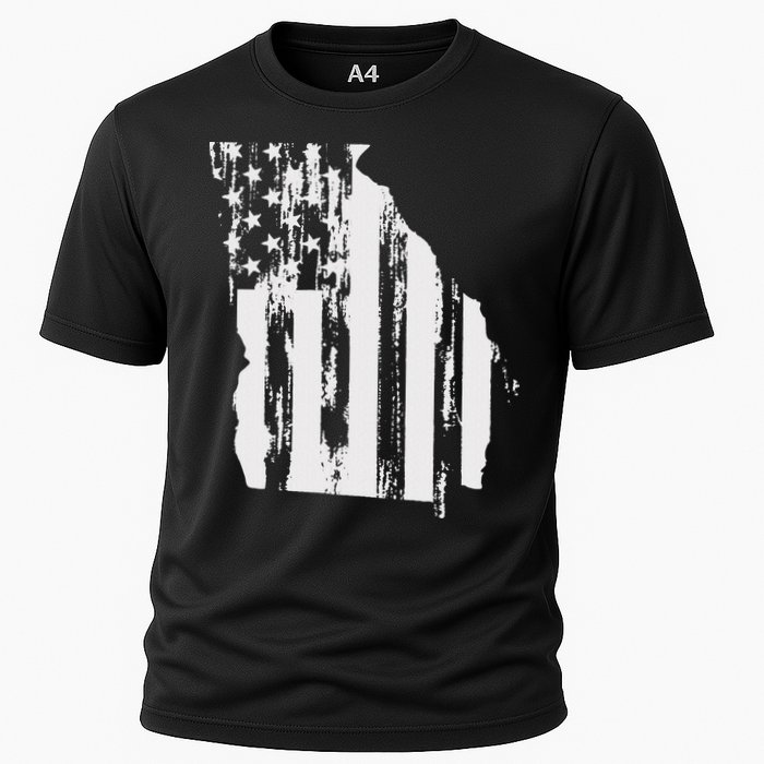 American Flag State Of Georgia Distressed Patriotic Cooling Performance Crew T-Shirt
