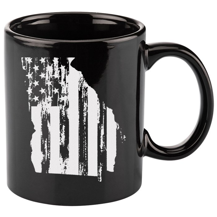 American Flag State Of Georgia Distressed Patriotic 11oz C Handle Ceramic Mug