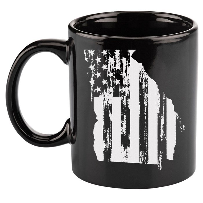 American Flag State Of Georgia Distressed Patriotic 11oz C Handle Ceramic Mug