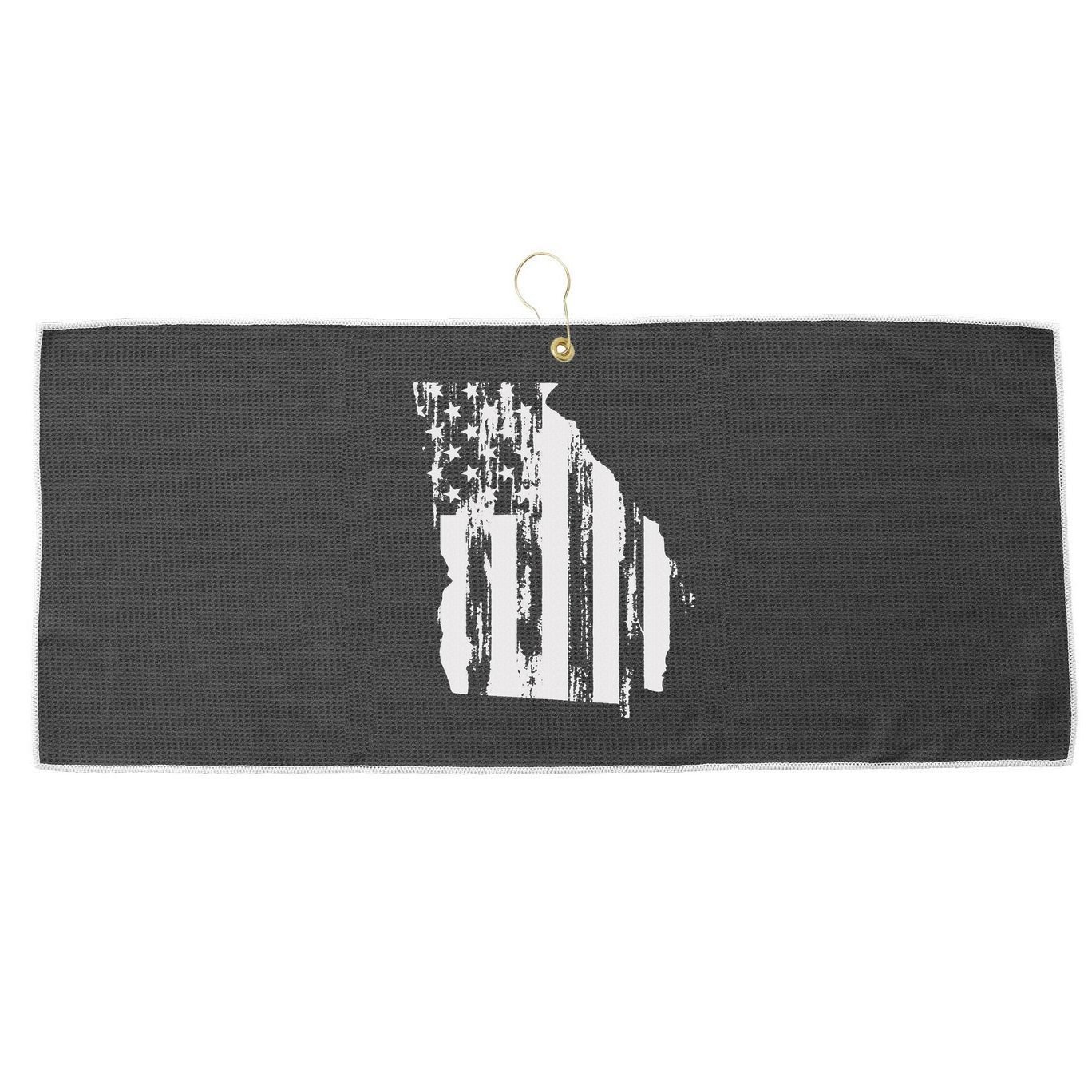 American Flag State Of Georgia Distressed Patriotic Large Microfiber Waffle Golf Towel