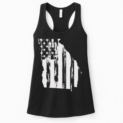 American Flag State Of Georgia Distressed Patriotic Womens Tank Top