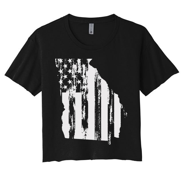 American Flag State Of Georgia Distressed Patriotic Crop Top