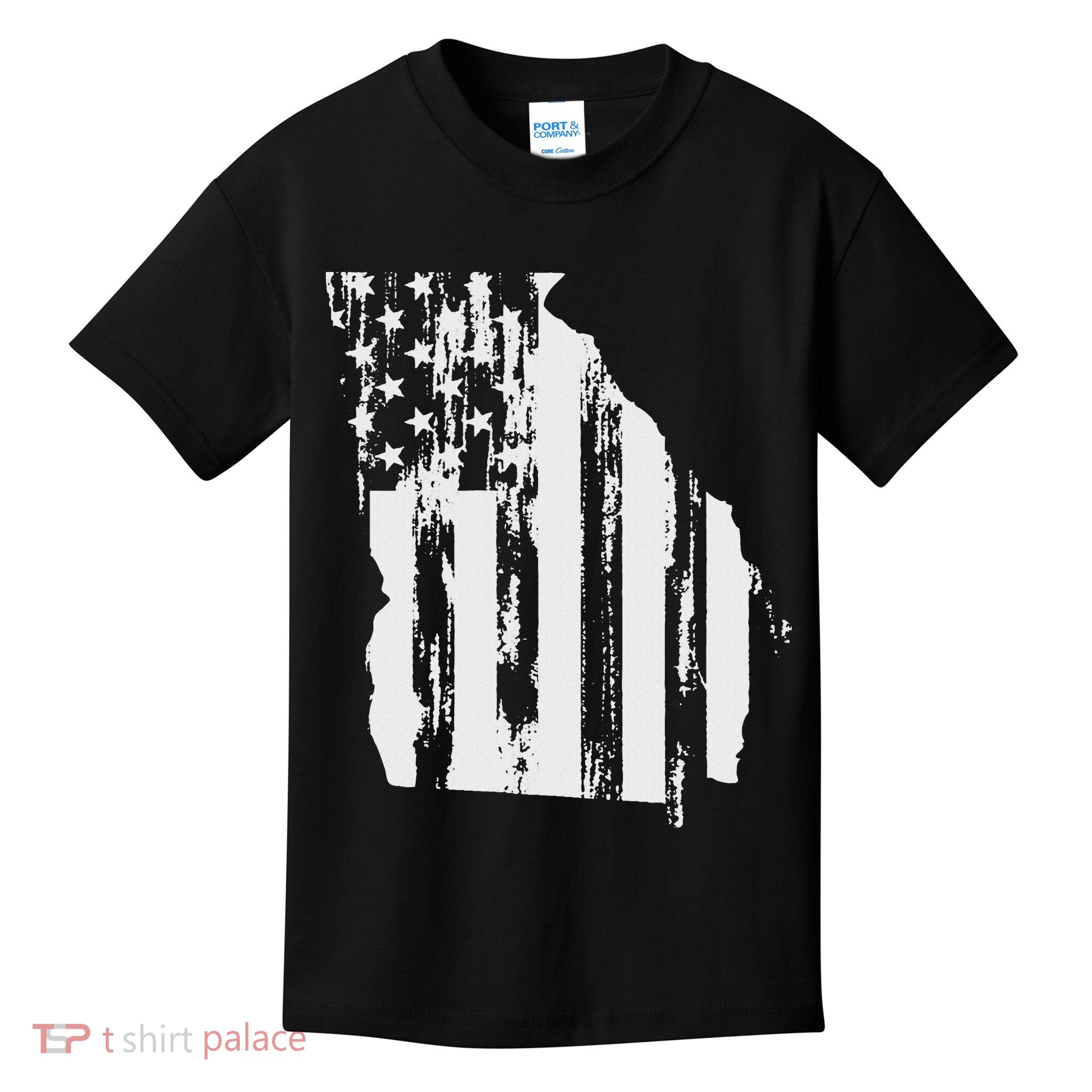 American Flag State Of Georgia Distressed Patriotic Kids T-Shirt