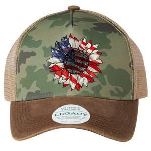 American Flag Sunflower 4th Of July Legacy Tie Dye Trucker Hat