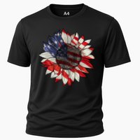 American Flag Sunflower 4th Of July Cooling Performance Crew T-Shirt
