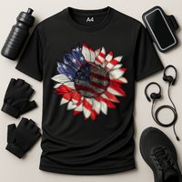 American Flag Sunflower 4th Of July Cooling Performance Crew T-Shirt