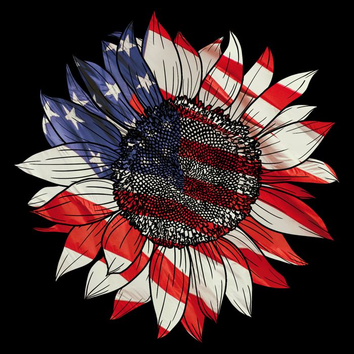 American Flag Sunflower 4th Of July Cooling Performance Crew T-Shirt