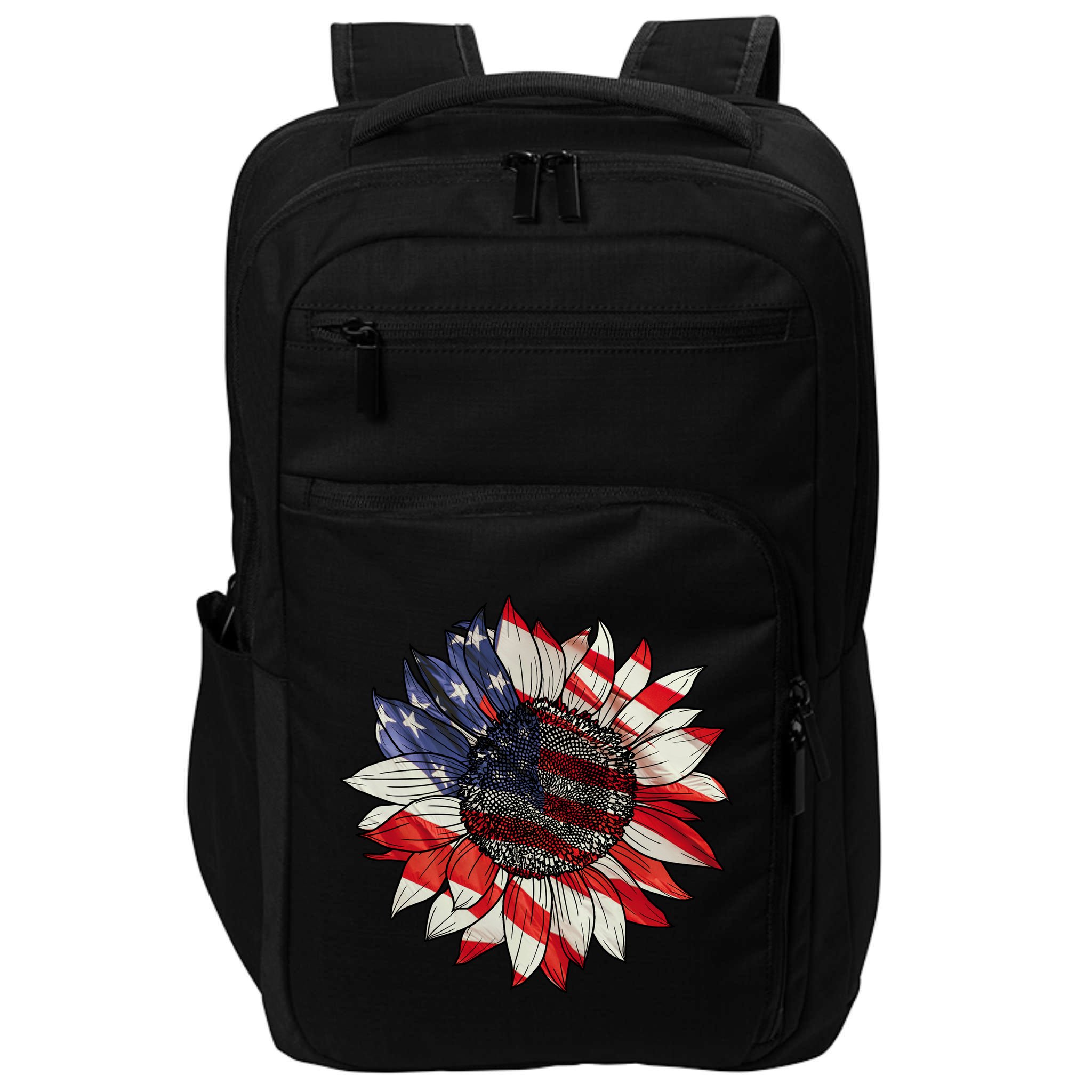 American Flag Sunflower 4th Of July Impact Tech Backpack