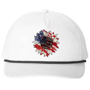 American Flag Sunflower 4th Of July Snapback Five-Panel Rope Hat