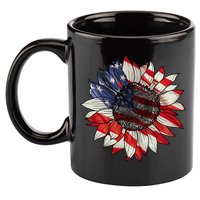 American Flag Sunflower 4th Of July 11oz C Handle Ceramic Mug