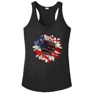 American Flag Sunflower 4th Of July Ladies PosiCharge Competitor Racerback Tank