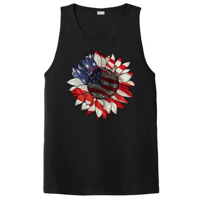 American Flag Sunflower 4th Of July PosiCharge Competitor Tank