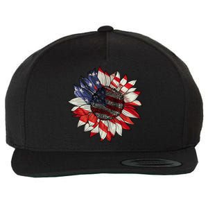 American Flag Sunflower 4th Of July Wool Snapback Cap