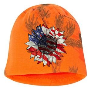 American Flag Sunflower 4th Of July Kati - Camo Knit Beanie