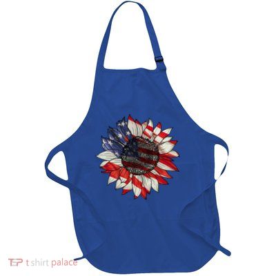 American Flag Sunflower 4th Of July Full-Length Apron With Pockets