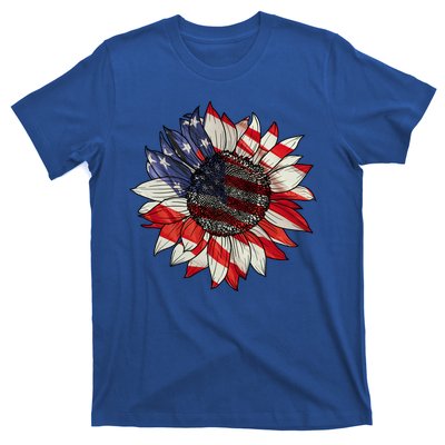 American Flag Sunflower 4th Of July T-Shirt