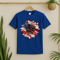 American Flag Sunflower 4th Of July T-Shirt