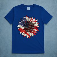 American Flag Sunflower 4th Of July T-Shirt
