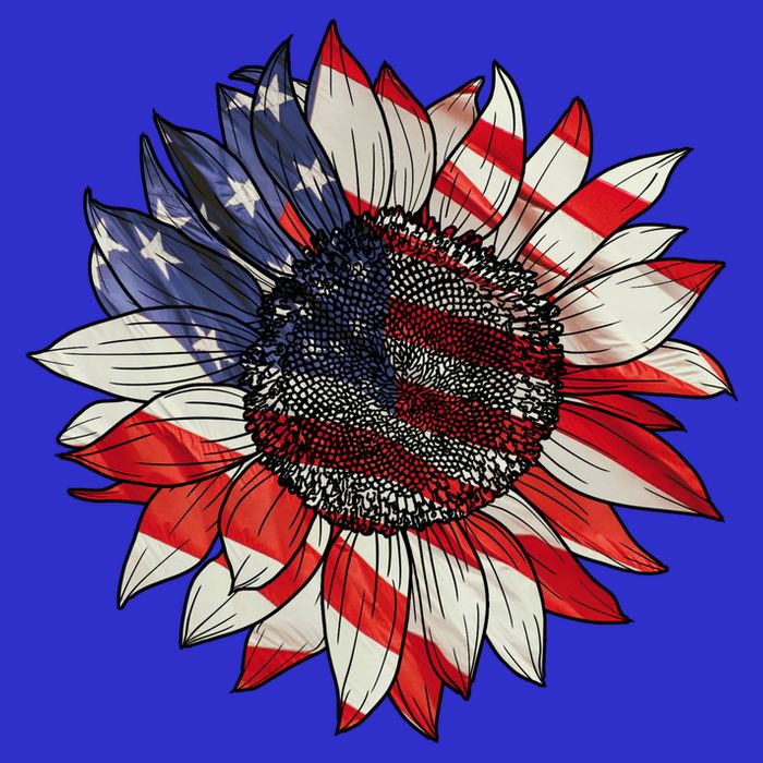 American Flag Sunflower 4th Of July T-Shirt