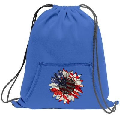 American Flag Sunflower 4th Of July Sweatshirt Cinch Pack Bag