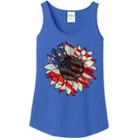 American Flag Sunflower 4th Of July Ladies Essential Tank