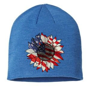 American Flag Sunflower 4th Of July Sustainable Beanie