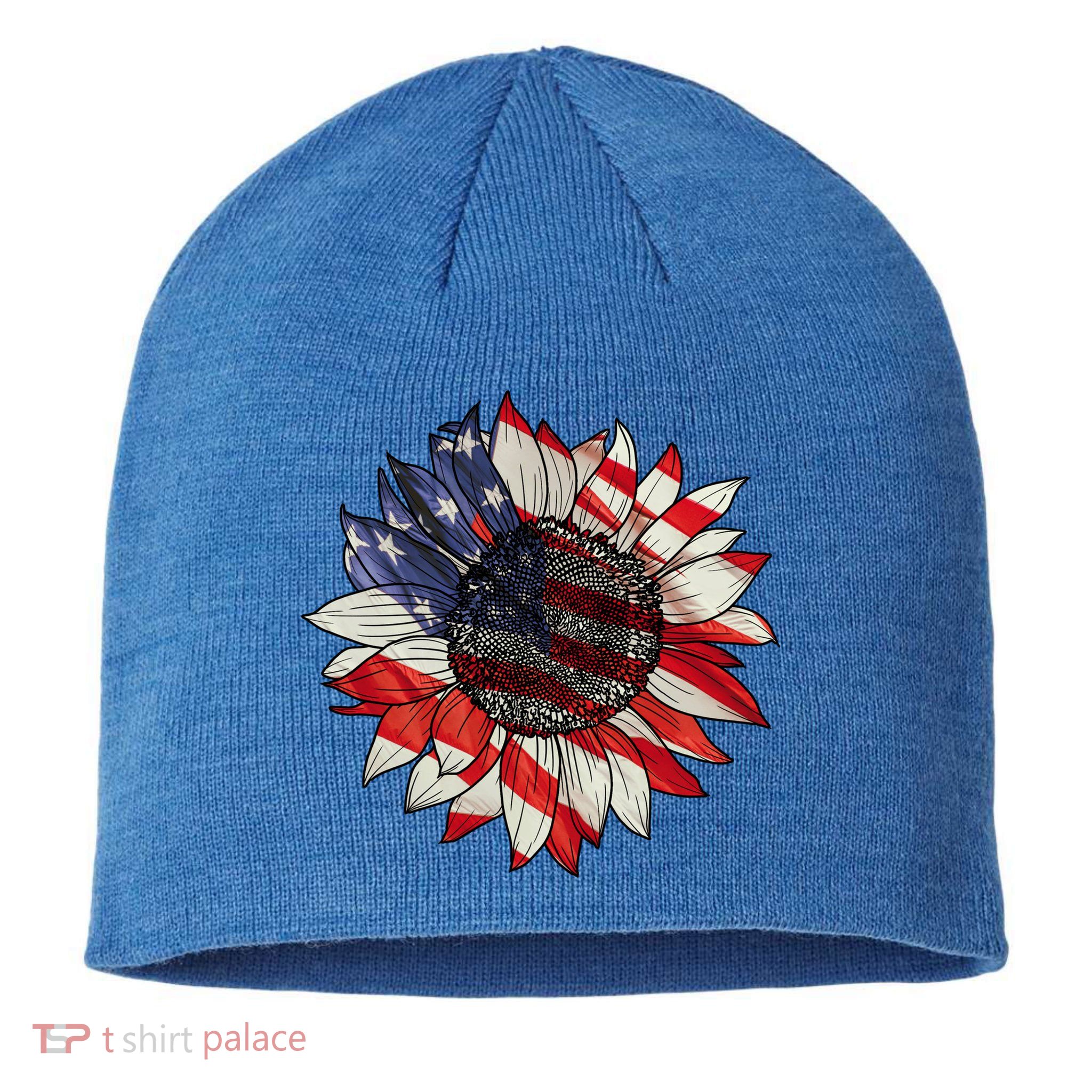 American Flag Sunflower 4th Of July Sustainable Beanie