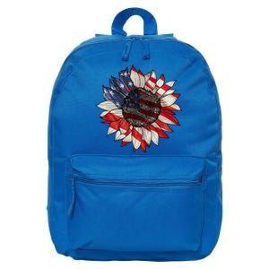 American Flag Sunflower 4th Of July 16 in Basic Backpack