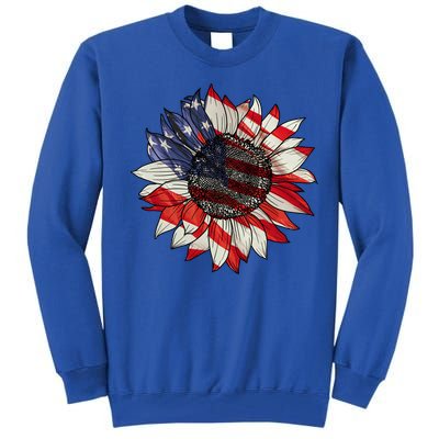 American Flag Sunflower 4th Of July Tall Sweatshirt