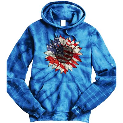 American Flag Sunflower 4th Of July Tie Dye Hoodie