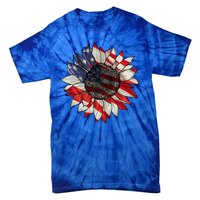 American Flag Sunflower 4th Of July Tie-Dye T-Shirt