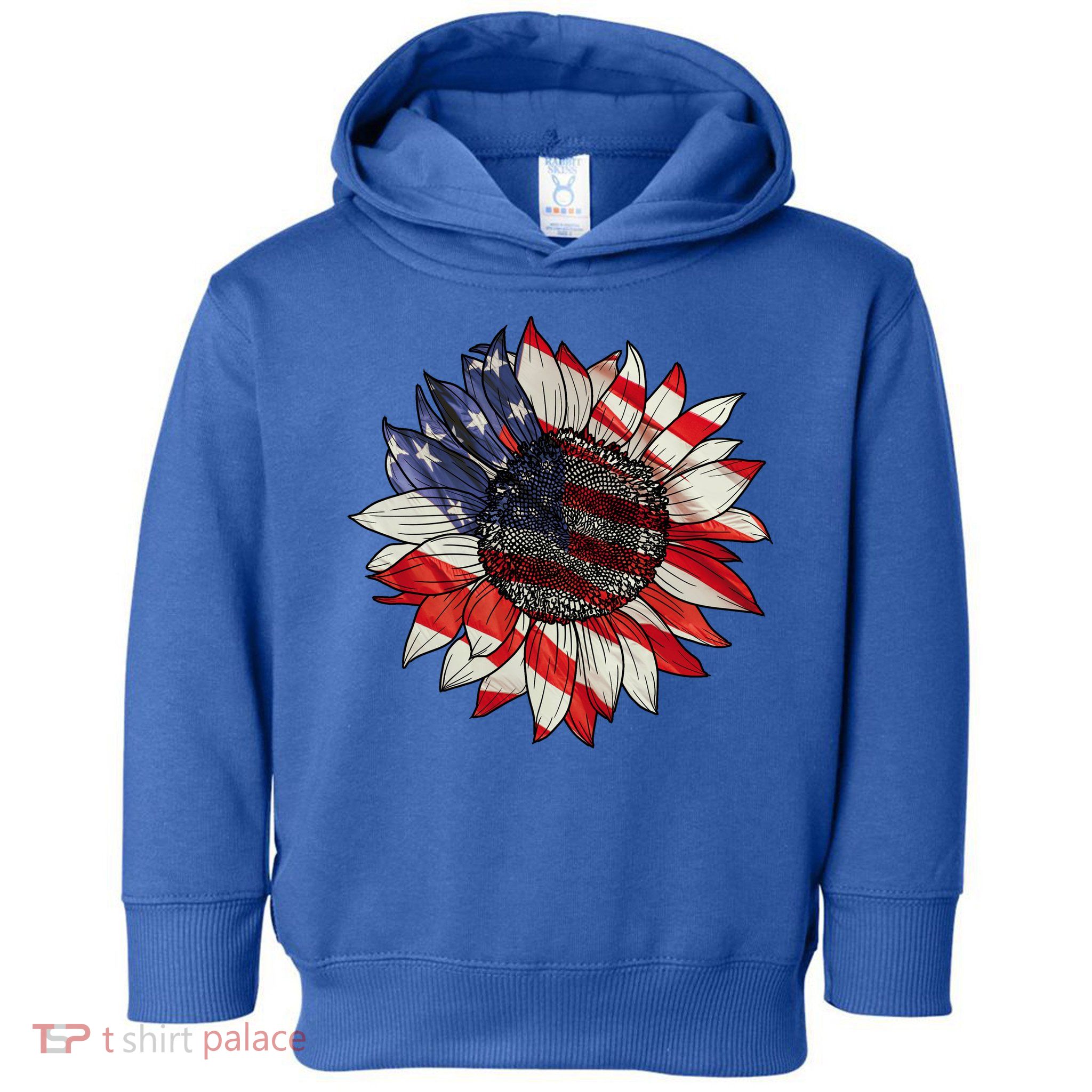 American Flag Sunflower 4th Of July Toddler Hoodie