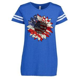 American Flag Sunflower 4th Of July Enza Ladies Jersey Football T-Shirt