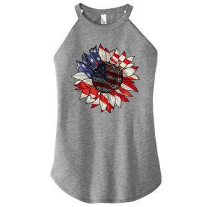 American Flag Sunflower 4th Of July Women's Perfect Tri Rocker Tank