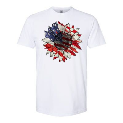 American Flag Sunflower 4th Of July Softstyle CVC T-Shirt