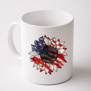 American Flag Sunflower 4th Of July Coffee Mug