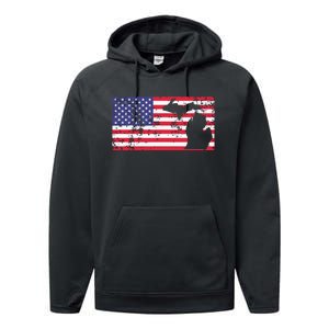 American Flag State Of Michigan Usa Fourth Of July Performance Fleece Hoodie